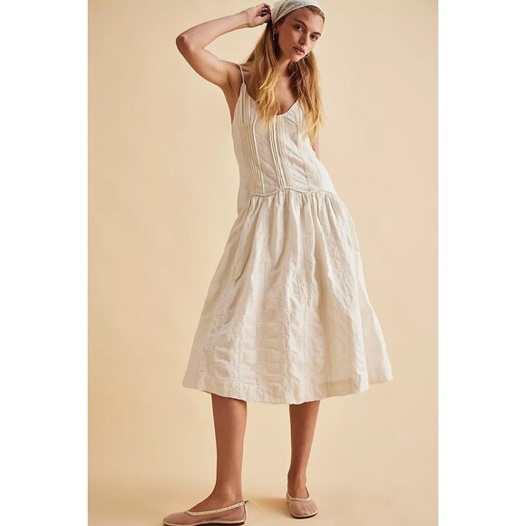 Free people Ezra Midi Dress Ribbed Scoop Neck Slip Beach Cotton S-6 New 283189 - Picture 1 of 9